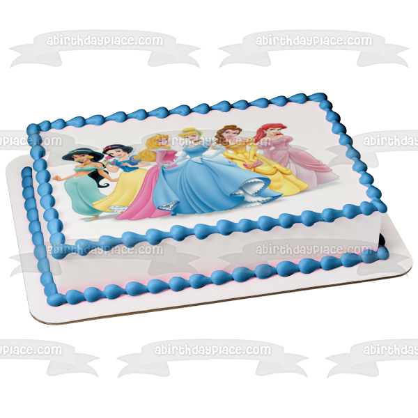 Princesas Cenicienta Bella Ariel Blancanieves Jazmín y Aurora Imagen comestible para tarta ABPID01560 