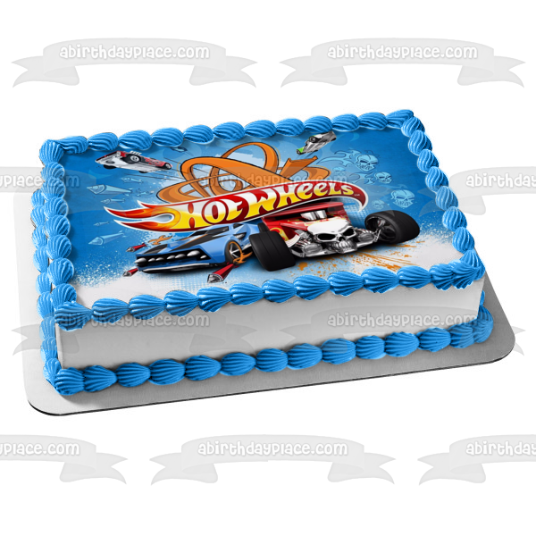 Mattel Hot Wheels Logo Cars Skulls Rockets Cars Edible Cake Topper Image ABPID01618