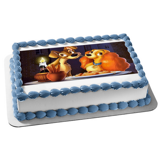 Lady and the Tramp Spaghetti Scene Edible Cake Topper Image ABPID50325