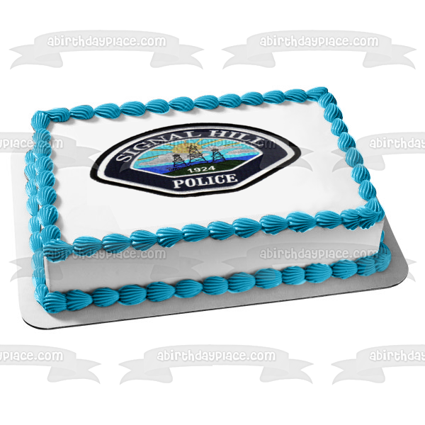 Imagen comestible para tarta con insignia del Departamento de Policía de Signal Hill ABPID01799 