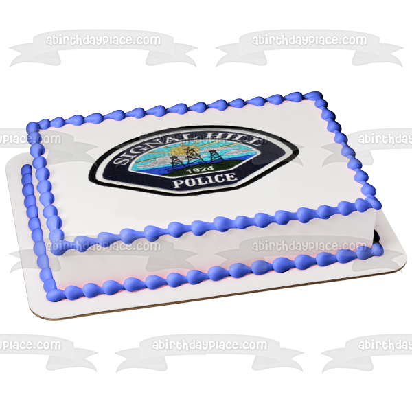 Imagen comestible para tarta con insignia del Departamento de Policía de Signal Hill ABPID01799 