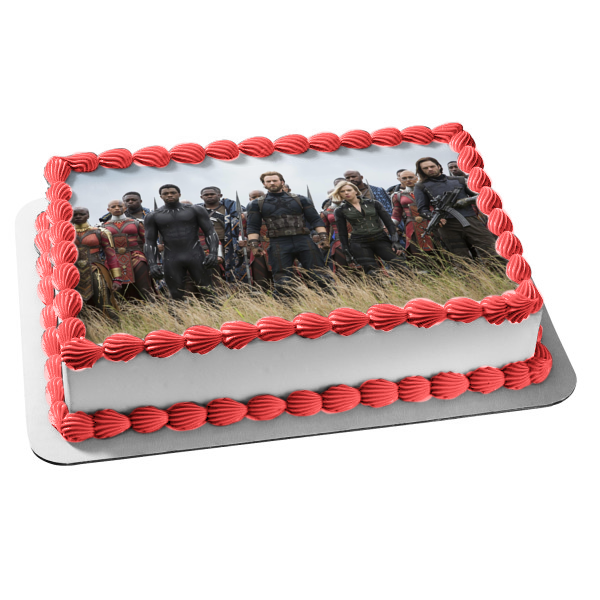 Marvel Avengers Infinity War Iron Man Thor the Hulk Black Widow Bucky Barnes Edible Cake Topper Image ABPID01806