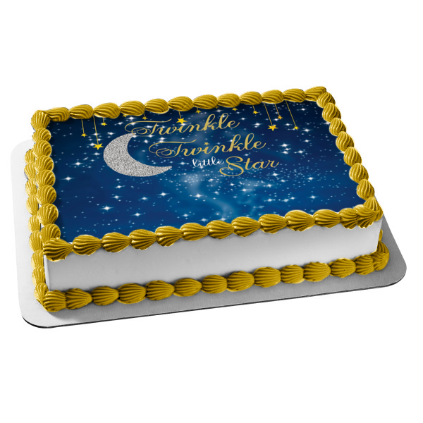 Twinkle Twinkle Little Star Starry Night Sky Edible Cake Topper Image ABPID02022