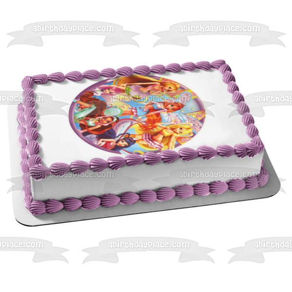 Winx Club Fairy Friends Stella Musa Aisha Bloom Flora y Tecna Imagen comestible para decoración de tarta ABPID03208 