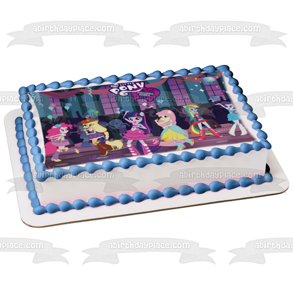 Adorno comestible para tarta My Little Pony Equestria Girls Twilight Sparkle Pinkie Pie y Rarity Imagen ABPID03215 