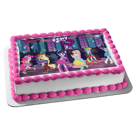 My Little Pony Equestria Girls Twilight Sparkle Pinkie Pie Edible Cake Topper Image ABPID03215