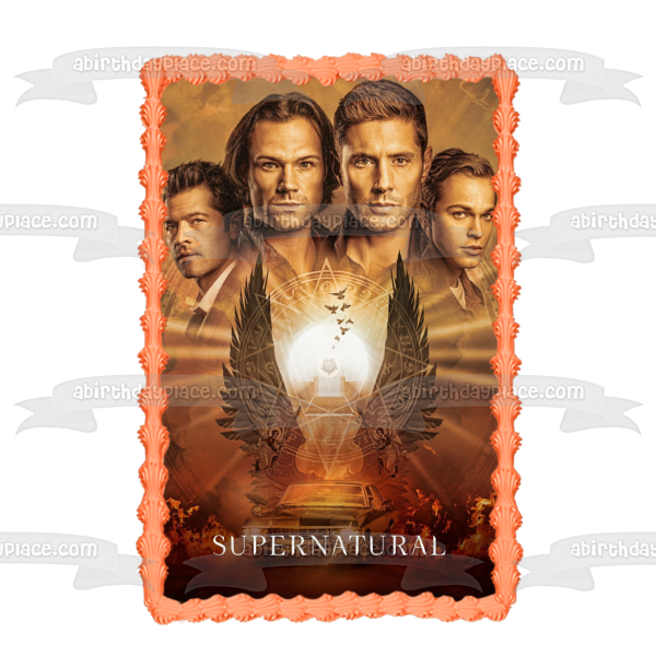 Póster sobrenatural de Sam Dean Castiel Jack TV Show, decoración comestible para tarta, imagen ABPID53271 