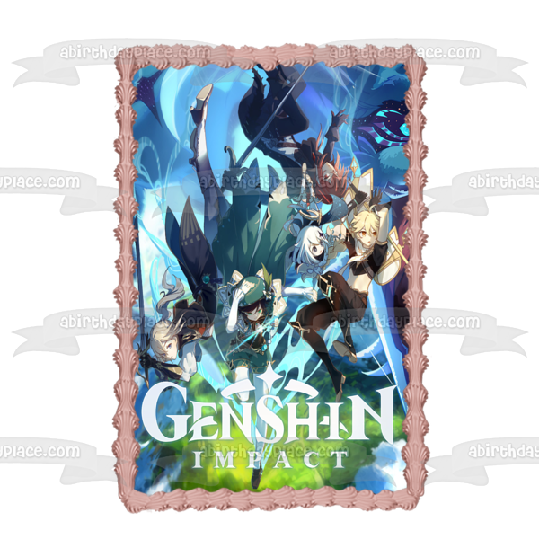 Genshin Impact Portada del videojuego Bennet Venti Imagen comestible para decoración de tarta ABPID53330