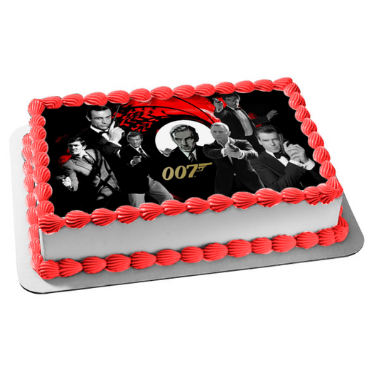 James Bond 007 Sean Connery Daniel Craig Pierce Brosnon Edible Cake Topper Image ABPID03351