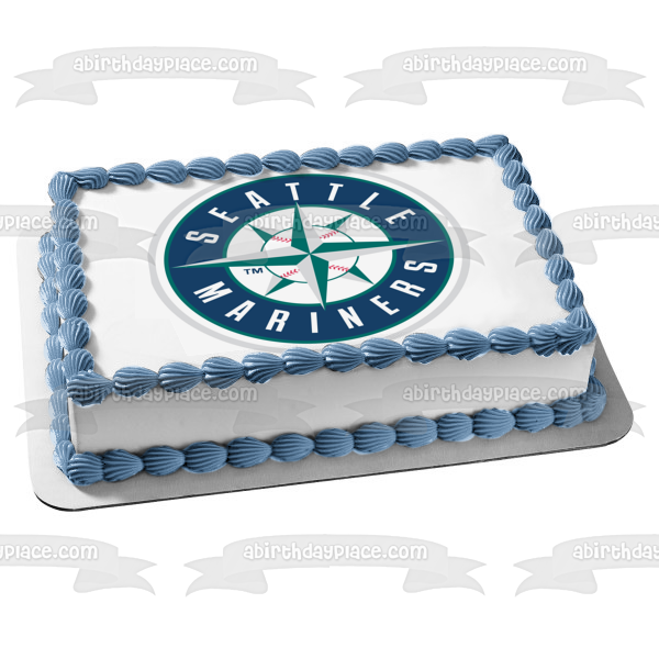 Imagen de decoración comestible para tarta con logotipo deportivo de los Marineros de Seattle, Liga Mayor de Béisbol, ABPID03440 