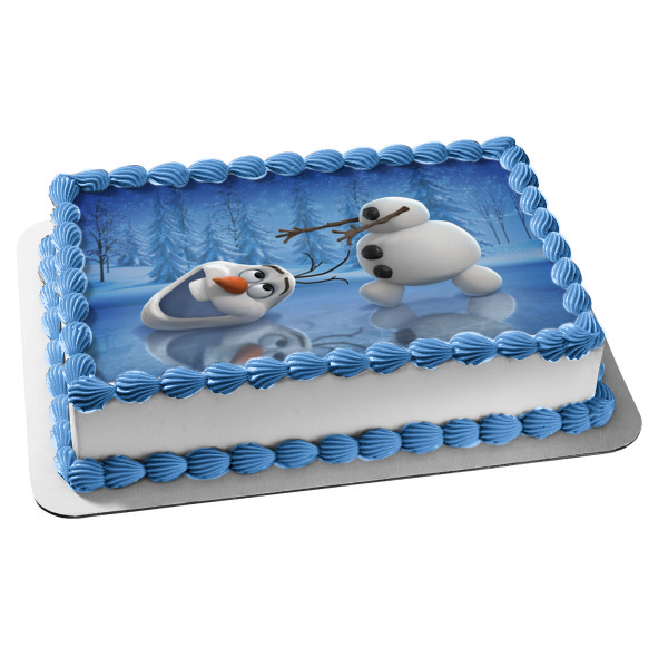 Disney Frozen Olaf Trees Frozen Lake Edible Cake Topper Image ABPID03490