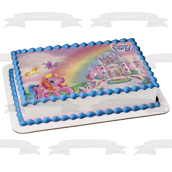 My Little Pony Castle Flying Ponies Edible Cake Topper Image ABPID03535