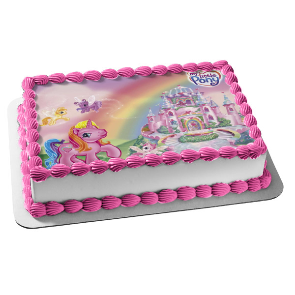 My Little Pony Castle Flying Ponies Edible Cake Topper Image ABPID03535