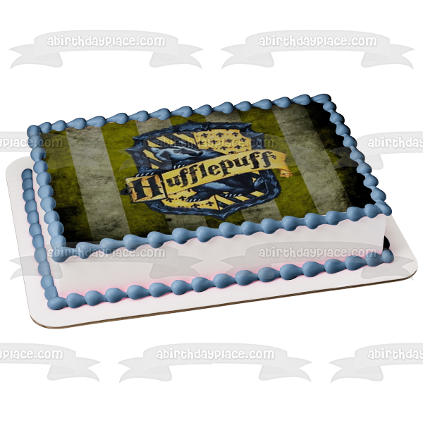 Adorno comestible para tarta con el logotipo de la casa Hufflepuff de Harry Potter, imagen ABPID03540 