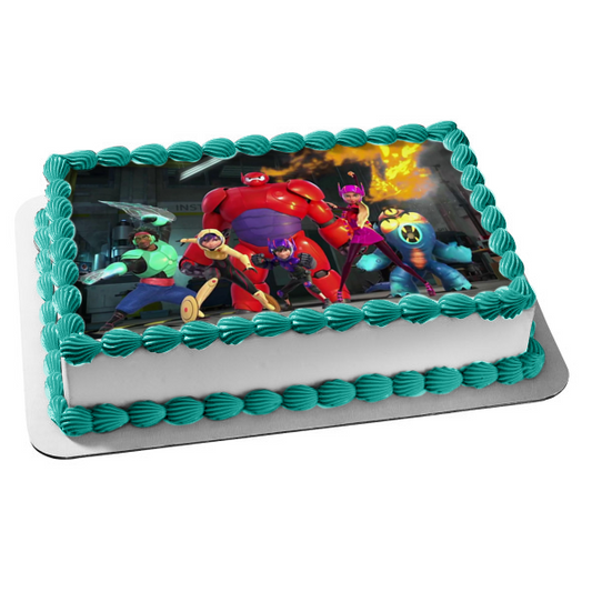 Big Hero 6 Disney Marvel Hiro Honey Lemon Go Go Tomago and Baymax Edible Cake Topper Image ABPID03577