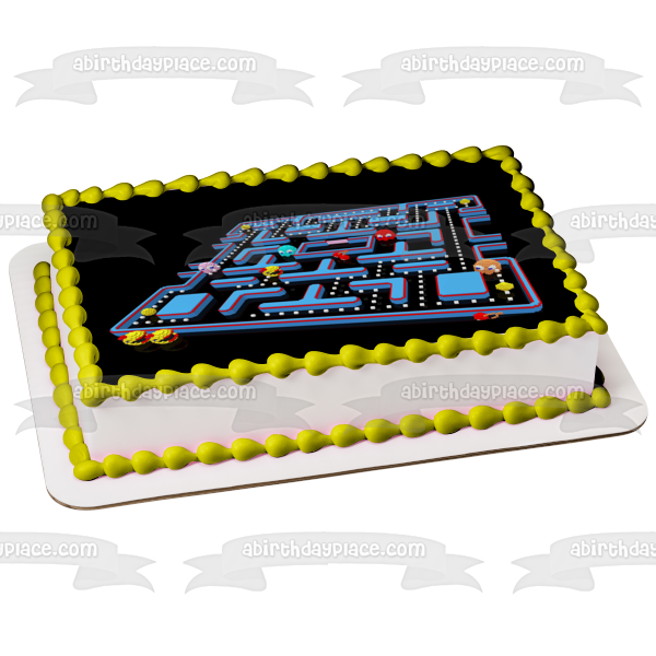 Pac-Man Nemco Inky Blinky Pinky Clyde Fruit Edible Cake Topper Image ABPID03633