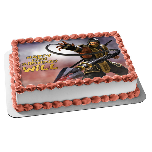 Mortal Kombat Deadly Alliance Scorpion Edible Cake Topper Image ABPID03325