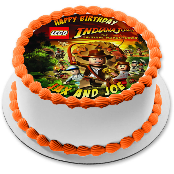 LEGO Indiana Jones the Original Adventure Happy Birthday Mola Ram Satipo Jock Marion Personalized Name Edible Cake Topper Image ABPID51203