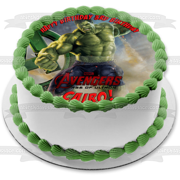 Avengers Logo Age of Ultron and the Incredible Hulk Edible Cake Topper Image ABPID06983