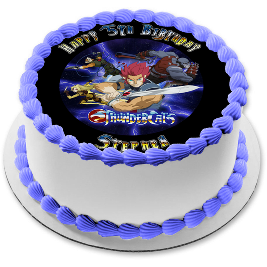 Thundercats Lion-O Cheetara Panthro Tygra Happy Birthday Your Personalized Name Edible Cake Topper Image ABPID52998