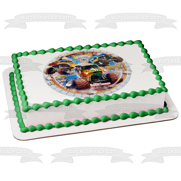 Monster Jam El Toro Loco and Grave Digger Maximum Destruction Edible Cake Topper Image ABPID03370