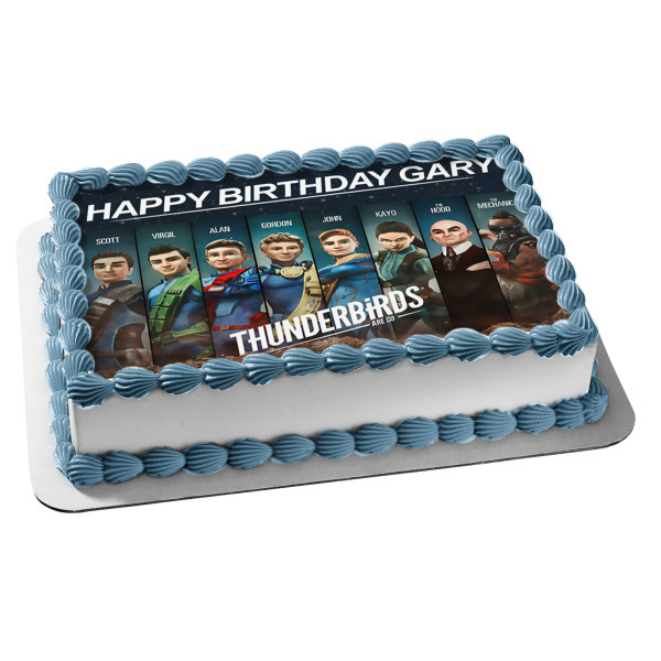 Thunderbirds Are Go Scott Virgil Alan Gordon John Kayo the Hood the Mechanic Edible Cake Topper Image ABPID52094