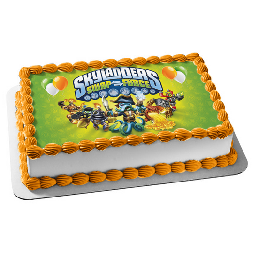 Skylanders Swap Force Wash Buckler Magna Charge and Balloons Edible Cake Topper Image ABPID03378