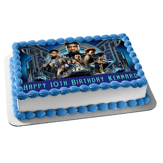 Black Panther Cast with Personalization Edible Cake Topper Image ABPID00053