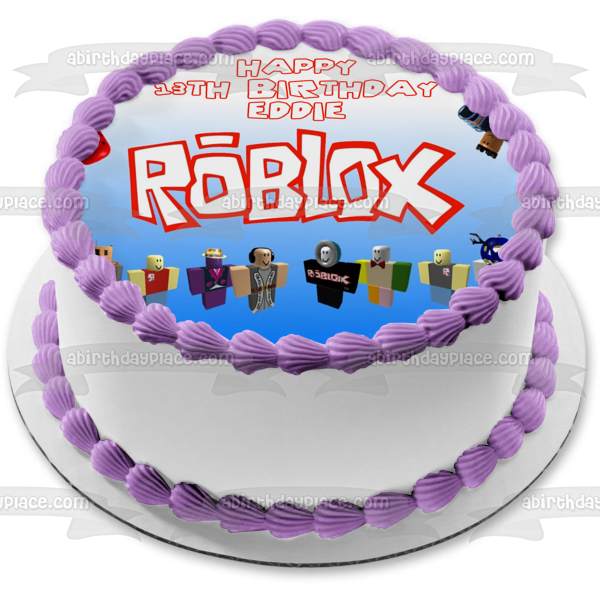 Imagen de adorno comestible para tarta de feliz cumpleaños del jugador personalizado de Roblox ABPID00150 