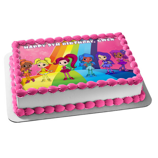 Rainbow Rangers Rosie Redd Bonnie Blueberry Indigo Allfruit Anna Banana Mandarin Orange Pepper Mintz Lavender Laviolette Edible Cake Topper Image ABPID00217