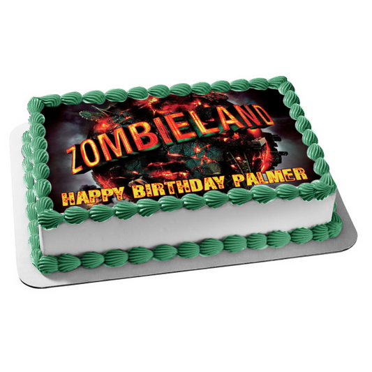 Zombieland Movie Cover Exploding Fiery Planet Edible Cake Topper Image ABPID00317