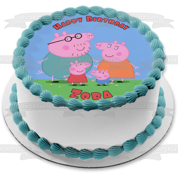 Peppa Pig Mamá Papá George Adorno comestible para tarta Imagen ABPID00802 