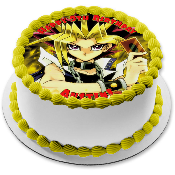 Yu-Gi-Oh Yugi Mutou Yellow Background Edible Cake Topper Image ABPID01284