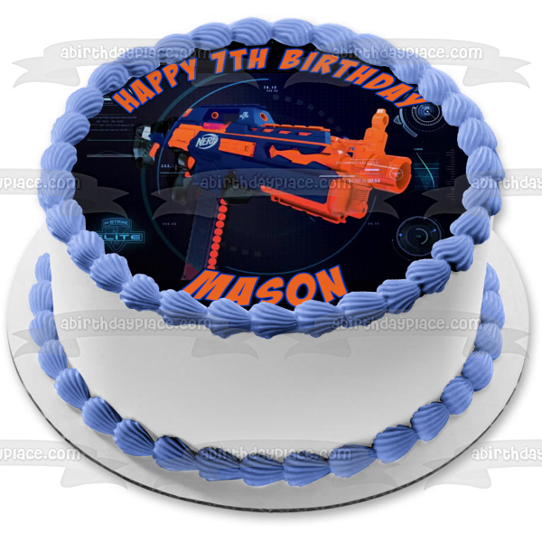 Imagen comestible para tarta con pistola NERF de dardo azul ABPID01670 