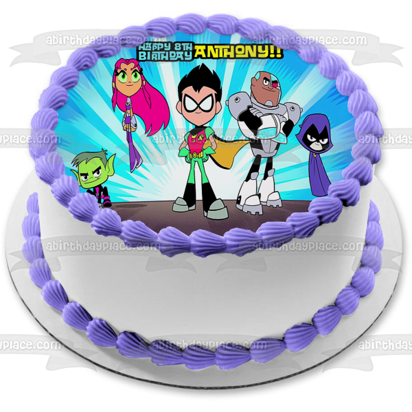 Imagen comestible para tarta de Teen Titans Go Beast Boy Starfire Robin Cyborg Raven ABPID03557 