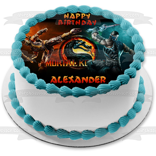 Imagen comestible para decoración de tarta de Mortal Kombat Sub-Zero y Scorpion ABPID04300 