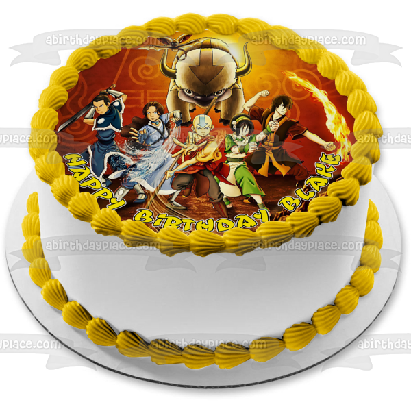 Avatar, el último maestro del aire, Aang Toph Beifong, Zuko, Sokka, Katara y Appa, decoración comestible para tarta, imagen ABPID07768 