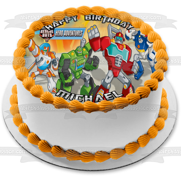 Transformers Rescue Bots Hero Adventures Heatwave Boulder Blades Optimus Prime Imagen comestible para tarta ABPID15002 