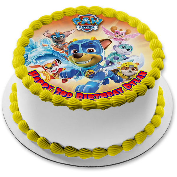 Paw Patrol Super Pup Heros Ryder Marshall Skye Everest Rocky Chase Decoración comestible para tarta imagen ABPID22040 