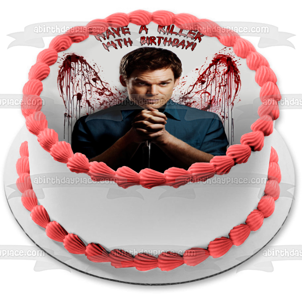 Dexter Blood Splatter Angel Wings Edible Cake Topper Image ABPID26936