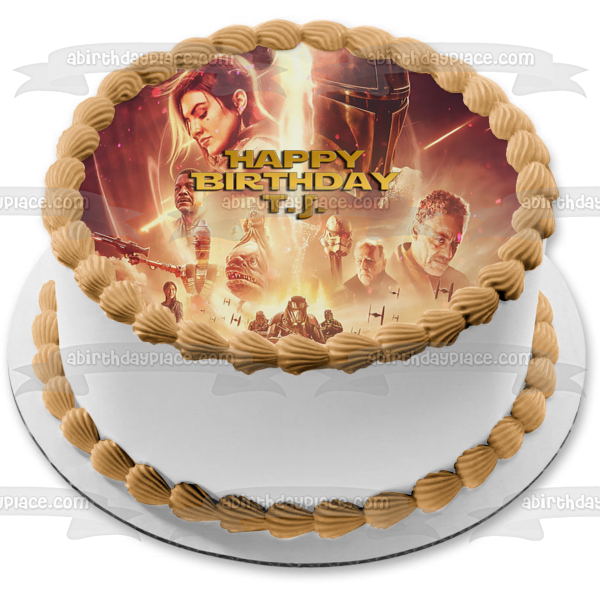 Póster de Disney The Mandalorian Mando Bounty Hunter Star Wars Baby Yoda the Child Edible Cake Topper Imagen ABPID52274 