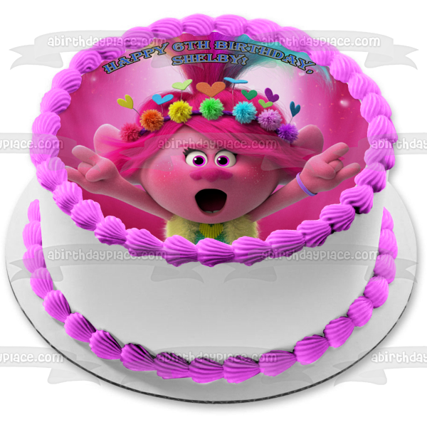 Imagen comestible para decoración de tarta Trolls World Tour Queen Poppy ABPID51320 