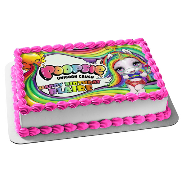 LOL Poopsie Unicorn Crush Rainbow Glitter and Slime Surprise Sun Edible Cake Topper Image ABPID50907