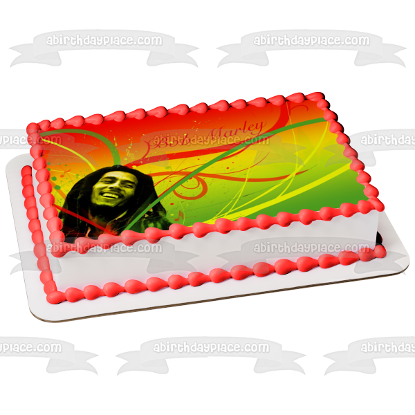 Bob Marley Rojo Amarillo Verde Imagen comestible para decoración de tarta ABPID03689 