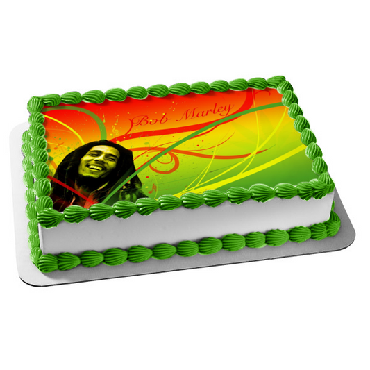 Bob Marley Red Yellow Green Edible Cake Topper Image ABPID03689