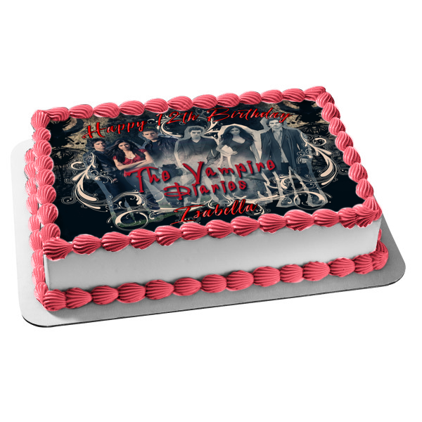 The Vampire Diaries Damon Salvator Katerina Petrova Elena Gilbert Stefan Salvatore Edible Cake Topper Image ABPID08885