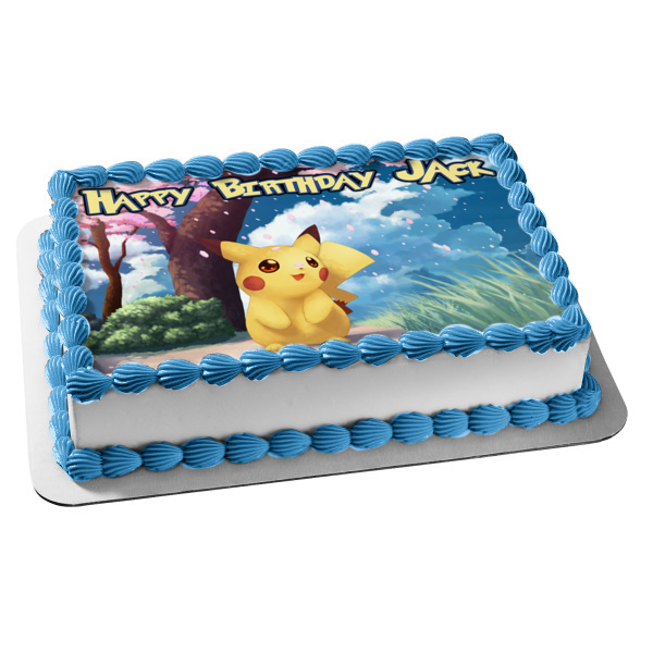 Pokemon Pikachu Árboles Hierba Nubes Imagen comestible para tarta ABPID08786 