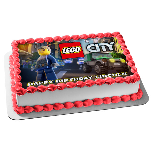 LEGO City Police Chase McCain Edible Cake Topper Image ABPID08747