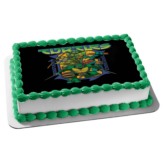 Teenange Mutant Ninja Turtles Michaelangelo Leonardo Raphael Donatello Turtle Power Edible Cake Topper Image ABPID03750