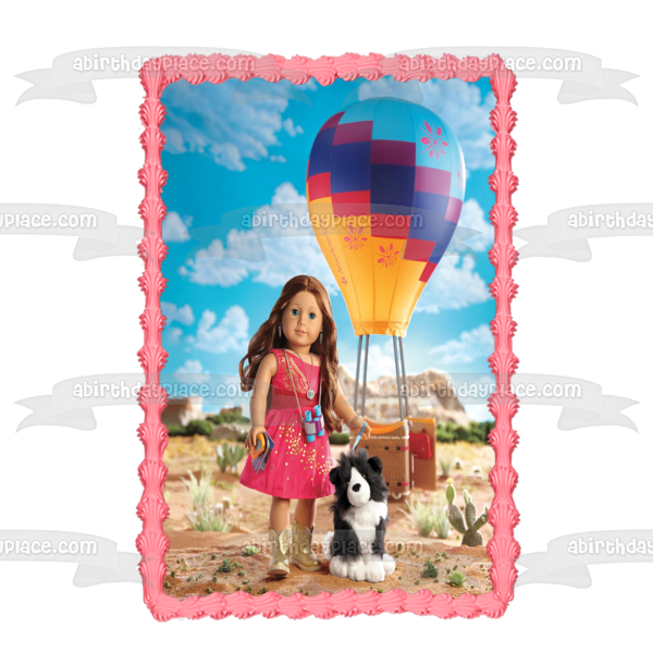 American Girl Blaire Wilson Chica del año Perro y globo aerostático Adorno comestible para tarta Imagen ABPID03752 